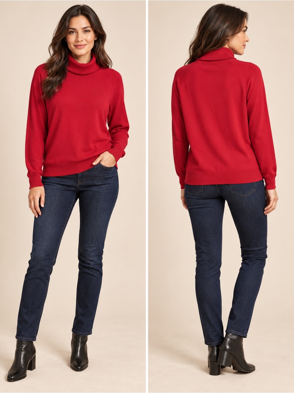 Vintage Euro-Flash Red Turtleneck Sweater XL Made in Poland 100% Acrylic. Cozy